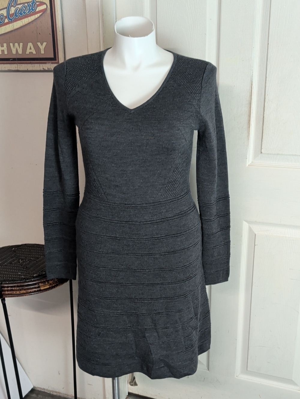 Krimson Klover Merino Wool Sweater Dress Ribbed Women Large